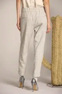 Easy Jogger pantalone chino donna in jersey con fantasia galles relaxed fit - immagine 2