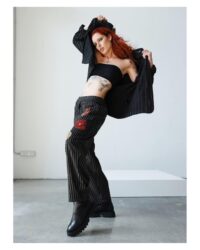 Pantalone Tadashi gessato con applicazioni - immagine 2