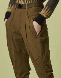 Pantaloni kaki jodhpurs con gamba arricciata - immagine 4