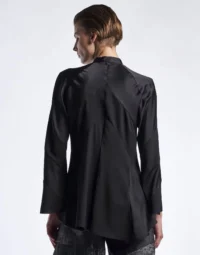 Camicia svasata in raso tecnico nero - immagine 4