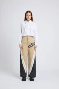 Pantaloni a vita medio alta in cotone