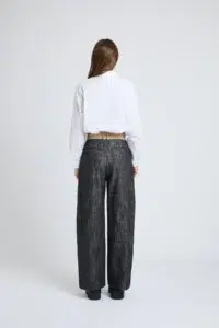 Pantaloni a vita medio alta in cotone - immagine 3