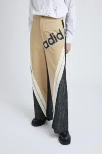 Pantaloni a vita medio alta in cotone - immagine 2