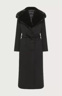 Cappotto nero Seventy con gilet con collo ecopelliccia - immagine 2