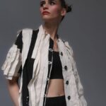 Giacca mezza manica Tadashi con fettucce