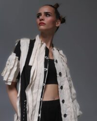 Giacca mezza manica Tadashi con fettucce