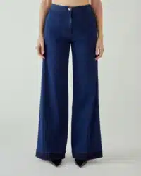 Jeans Shaft flaire smocking denim stretch