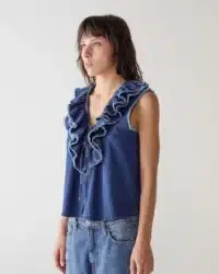 CAMICIA RUFFLE CHAMBRAY STRETCH - immagine 3