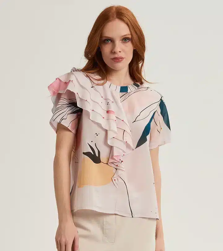 511SD45004_519059-01-P1 BLUSA COTONE SETA FANTASIA FLOREALE ALESSIA SANTI - immagine 1