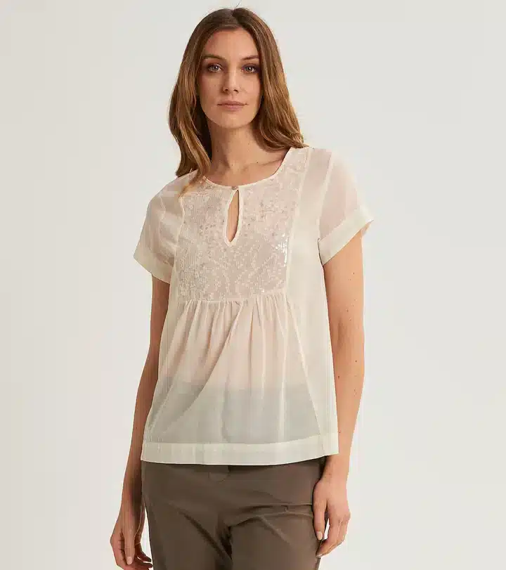 511SD45024_S2128-P1 BLUSA PAILL 6 BLUSA IN COTONE RICAMATO ALESSIA SANTI - immagine 1