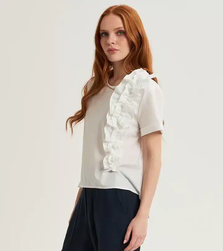 511SD45053_S2127-P2 CAM COT ROUCHE 1 BLUSA IN COTONE CON ROUCHES - immagine 1