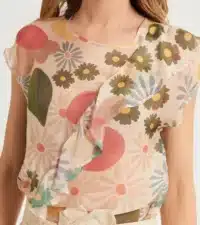 BLUSA SETA STAMPATA E ROUCHES - immagine 3