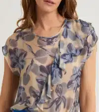 BLUSA IN SETA STAMPATA E ROUCHES - immagine 2