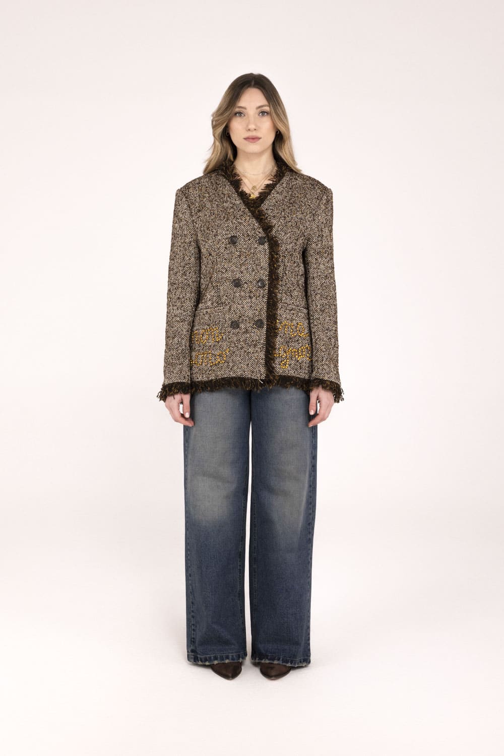 7c9b79a1-4b00-44f2-b70f-bf01bac332e8 GIACCA FRONT STREET HARRINGBONE TWEED - immagine 1
