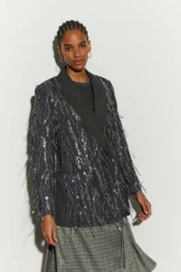 GIACCA TESSUTO SLUB RICAMI PAILLETTES - ISABELLE BLANCHE