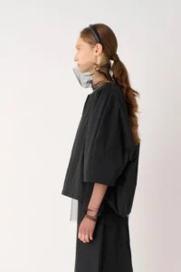GIACCA NERA IN TAFFETA MEIMEIJ - immagine 2