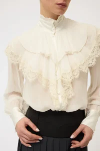 CAMICIA CON ROUCHES E PIZZO-PINK MEMORIES - immagine 3