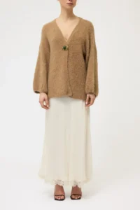 CARDIGAN GARZATO CON SPILLA GIOIELLO - immagine 2
