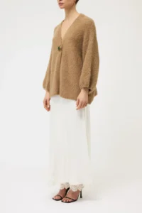 CARDIGAN GARZATO CON SPILLA GIOIELLO - immagine 4
