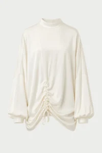 CAMICIA IN SATIN CON DRAPPEGGIO-PINK MEMORIES - immagine 3